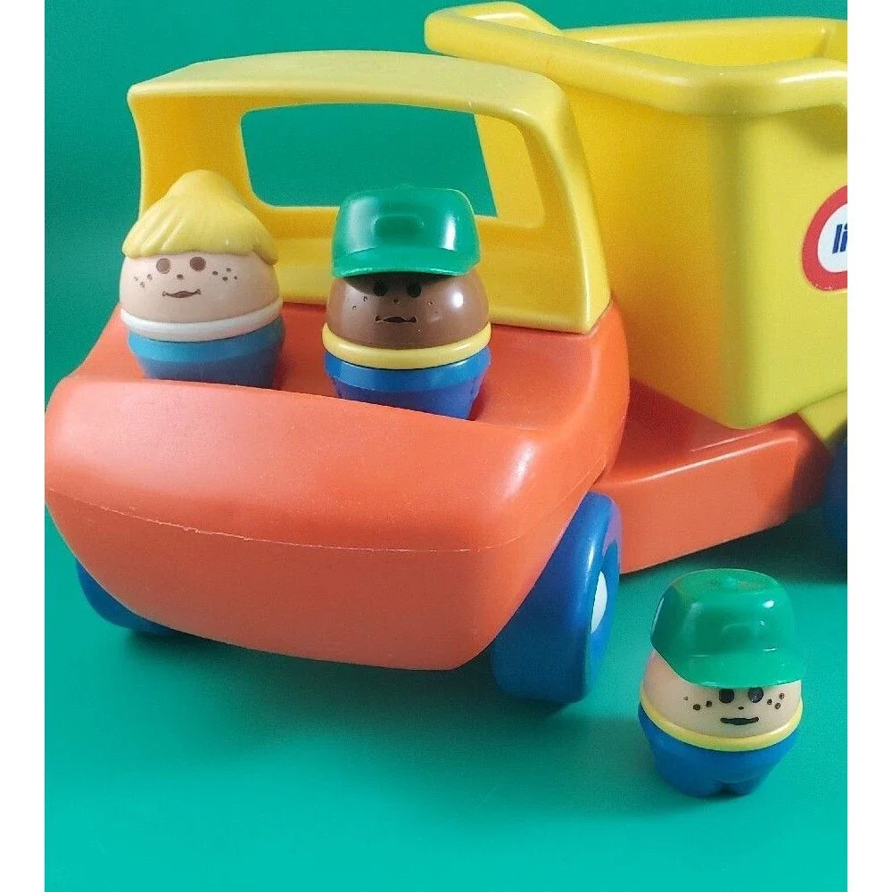 Vintage Little Tikes Construction Dump Truck +3 Toddle Tots Driver, Worker Green